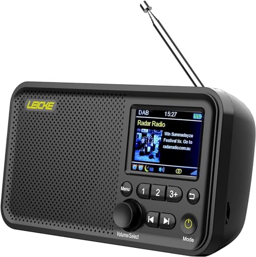 LEICKE tragbares DAB+ Radio mit Bluetooth 5.0 | DAB/DAB+ und UKW Radio, 2,4" Farbdisplay, 80 Voreinstellungen, Küchenradio mit Adapter oder 4000mAh Akkubetrieb, MicroSD/TF/AUX Anschluss