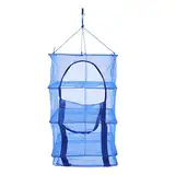 Xigner Mesh Trocknungsnetz 4 Schichten Trockennetz Hanging Kräutertrockner Trockennetz Hängende mit Reißverschluss Faltbare für Fisch, Kräuter, Kleidung, Obst, Gemüse 35x35x65cm