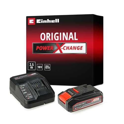 Original Einhell Starter Kit 2,5 Ah Akku und Ladegerät Power X-Change (Li-Ion, 18 V, 50 min Ladezeit, passend für alle Power X-Change Geräte)