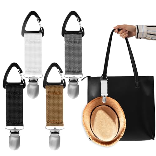 4Stück Hut Clip Für Reisen Hutspanner Kappenhalter Elastische Huthalter Clip Freihändiges Hutklammer Für Reisen Hutbandclips Multifunktionaler Clip Huthalter Hutklammer Hat Clip Für Outdoor Handtasche