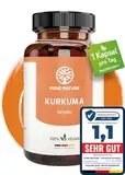 Pure Nature Kurkuma Kapseln Komplex HOCHDOSIERT [1 Kps/Tag I 12.000mg Curcuma] - Curcuma Kapseln hochdosiert mit Vitamin C & Piperin - 90 Kurkuma Kapseln - Hergestellt in DE