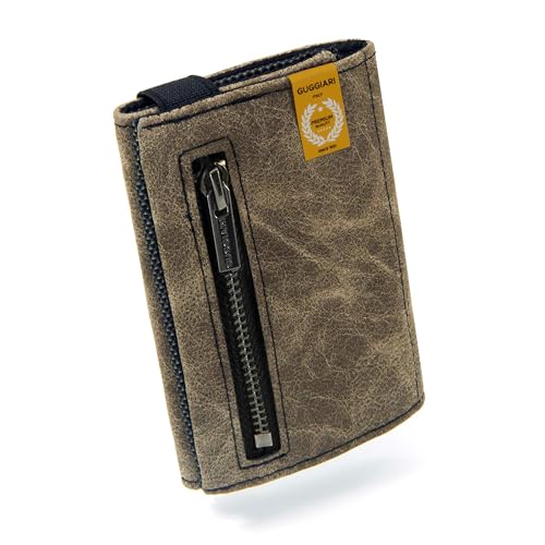 GUGGIARI® Slim Wallet mit Münzfach aus Microfaser Jacquard mit RFID Schutz - Schlankes Portemonnaie für Kreditkarten - Kreditkartenetui - Brieftasche für unterwegs (Green)