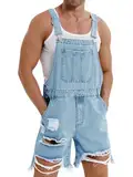 Runcati Latzhose Herren Denim Shorts Baumwolle Sommer Lätzchen Overall Jeansanzug Blau XXL