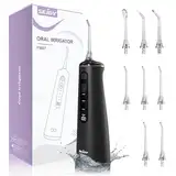 Sejoy Cordless Water Flosser mit 8 Jet-Düsen für den Familiengebrauch, IPX7 Waterproof, 300ml Tank - Deeply Clean Teeth, Whiten Teeth, Improve Gum Health - Electric Flosser for Dental Care(Schwarz)