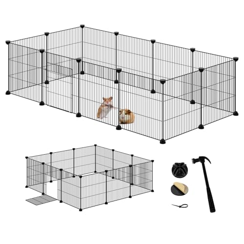 EUGAD Freilaufgehege Kaninchen, Meerschweinchen Gehege, Gehege für Kleintiere, Kleintiergehege, Freigehege für Kaninchen, Hamster, Schildkröten Hasenstall innen inkl. Tür DIY 142x72x36cm