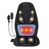 Rückenmassage Stuhlauflage, 3D-Lendenwirbelstütze Elektrischer Rückenmassager für Rückenschmerzlinderung, Massage-Sitzkissen mit 3 Vibrationsintensitäten & 2 Heizstufen