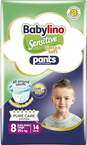 Babylino Sensitive Cotton Soft Windeln Größe 8, Pants XXL (20+ kg), 14 Stück