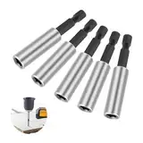 5 Stück Bithalter, Hochwertiger Bithalter Magnetisch, Schnellwechsel Bit Verlängerung 1/4", Bithalter-Set 60mm aus Edelstahl Starke Bithalter Magnetisch, Bohrerbitbefestigung