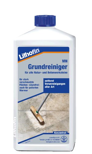 Lithofin MN Grundreiniger Konzentrat für Bodenbeläge, Marmor und Kalkstein stark wirkend bei fettigen Verunreinigungen Säurefrei 1 L