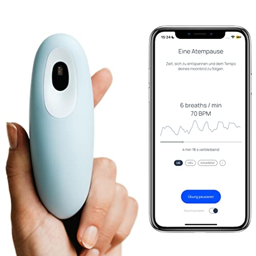 Moonbird Atem- und Meditationsgerät - Einschlafhilfe für Erwachsene, Sofortige Stressreduzierung & Angstlinderung - Verbessert den Schlaf, hilft bei Stress und Angst - Himmelblau
