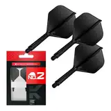 Target Darts K Flex Integrated Dart Flight and Shaft, No.2 Black (Intermediate) | 3er-Pack K-Flex - No 2, Precision Moulded 2-In-1 Dart Flights and Dart Stem | Professional Dart Accessories