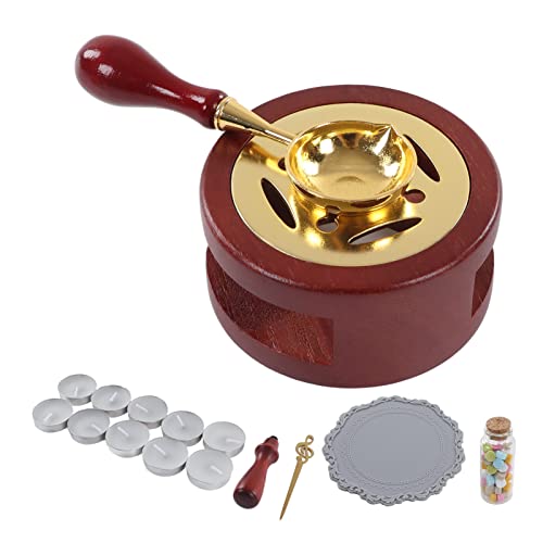 Wachs Seal Stamp Kit Versiegelungsset für Hochzeitseinladungen Briefe Dekorative Handwerksholz Messing Silikon (Braun)