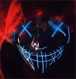 FASCHINFEVER LED Purge Maske - Kostümmaske steuerbar für Halloween, Fasching & Karneval als Kostüm für Herren & Damen (Farbauswahl) (blau)