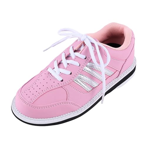 JiuQing Bowlingschuhe Damen Atmungsaktive Indoor-Trainingsschuhe Mit Gleitsohle,Rosa,40 EU