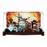 Figuren-Displaybox für LE-GO für 71764 Ninj-ago Nin-ja Trainingszentrum, Acryl, staubdicht, transparent, benutzerdefinierte Vitrine (kein Modell) (Nussbaum + 3 mm)