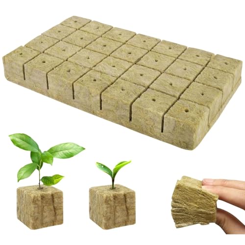 NCCHDZSW 28 Stück Steinwolle Würfel Steinwolle Anzuchtmatte Bodenlos Hydrokultur Anzuchtmatte Steinwolle Set Steinwollwürfel für Stecklinge Klonen Kultivierung 4 * 4 * 4 cm
