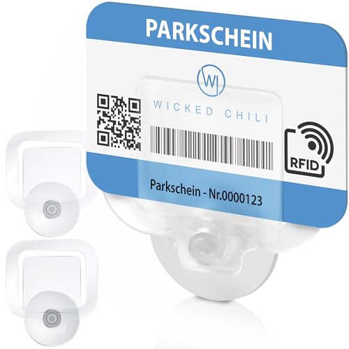 Wicked Chili 2er Set Parkausweis Auto Halterung Windschutzscheibe mit 30mm Saugnapf, Kartenhalter, Parkscheinhalter, Parkausweishalter, Kartenhalter Autoscheibe (Made in Germany) transparent, 2X
