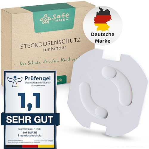 SafeMate® (20Stk.) Steckdosen Kindersicherung - Mit KIDSAFELOCK Kindersicherung für extra Sicherheit - Steckdosenschutz Baby, der passt & bleibt - für eine Sichere Umgebung für Babys & Kleinkinder