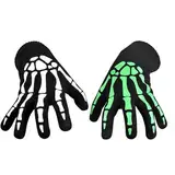 Unisex Skelett Handschuhe Halloween Glow in The Dark,Halloween Handschuhe Skelett Kostüm Sensenmann Kostüm Accessoire Horror Handschuhe Schwarz Leuchtende Skelett Hand für Erwachsene Kinder