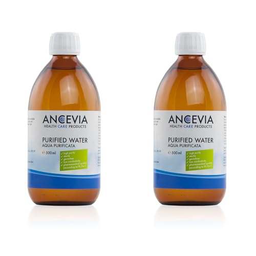 ANCEVIA® Pharmazeutisches Wasser (2x500ml) - Ph. Eur. zertifiziert - für Verdünnung - hochrein - Aqua purificata - MADE IN GERMANY - Reinstwasser - Laborwasser - Chemie - Forschung