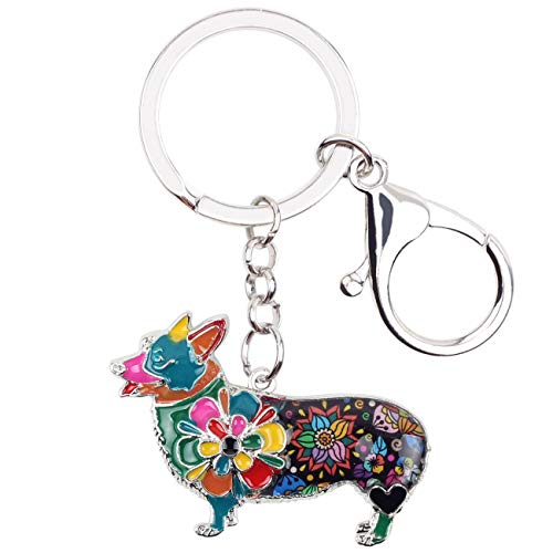 WEVENI Schlüsselanhänger aus Emaille, Legierung, Welsh Corgi Hund, schönes Haustier-Schlüsselanhänger, Geschenk für Frauen und Mädchen, Tasche, Autobörse