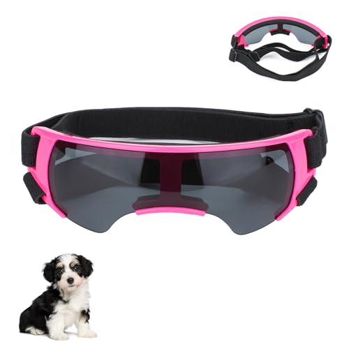 Sonnenbrille für Kleine Hunde, Augenschutz Brille Windschutzbrille,UV-Schutz Hunde Sonnenbrillen,Beschlagfrei,Hundebrille für Haustiere, für Motorrad Hundefahrradkorb Cabrio (Rosa)