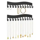 Kettenhalter Schmuckaufbewahrung Wand - Robuster Schmuck Organizer für Halsketten, Armbänder und Ohrringe - Wand-Halsketten-Organisator-Halter: Schmuck hängende Lagerung Halsketten 2 PCS schwarz