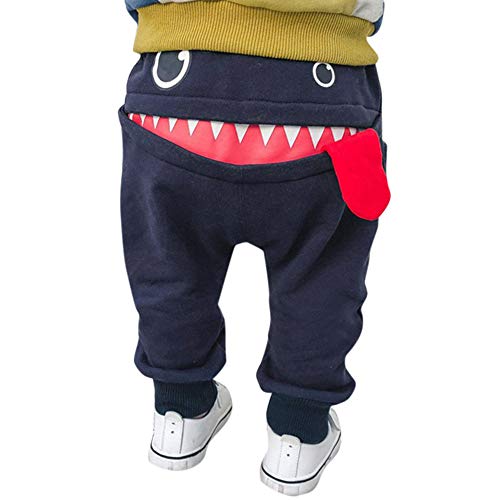 SUCES Kinder Hosen Unisex Süß Jogginghose Jungen Baumwolle Dick Elastische Leggings Mädchen Warm Gefütterte Sporthose(Marine,90)