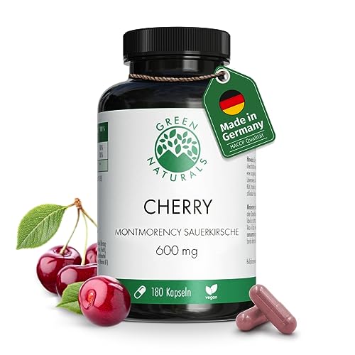 Montmorency Sauerkirsche | 60.000 mg | hochdosierter 50:1 Extrakt | 180 Kapseln | 3 Monate Vorrat | vegan & ohne Zusätze | Herstellung & Laborprüfung in DE | Green Naturals®