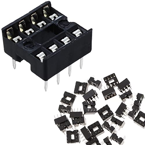 DAOKAI Dip-IC-Buchsen,50 Stück 8-Pin IC-Sockel-Lötsatz,Dual Row Lötmittel-Adapter-Set 2.54 mm Pitch,Flache Stift Chip Steckverbinder Adapter