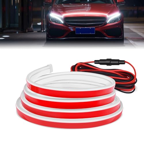 Auto Motorhaube Lichtstreifen, 180CM Universal Wasserdicht Car Hood Led Strip Lights, Dynamic Scan Start Up Hoodbeam Kit, Car Hood Light Strip, Universal Auto Tagfahrlicht für Autos, SUVs, LKWs