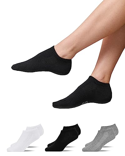 Snocks Herren & Damen Sneaker Socken (6x Paar) Lange Haltbarkeit Dank Bester Qualität 2x Schwarz + 2x Weiß + 2x Grau, 35 - 38