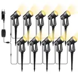 Svater Gartenbeleuchtung LED Außen, 32m 10er-1 Set 2000LM 10 * 2W Gartenstrahler 27V COB IP65 Wasserdichter Strahler Warmweiß mit Erdspieß für Außen Garten Yard