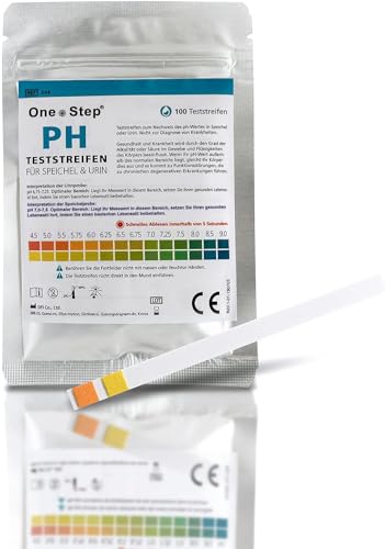 100 One+Step pH Teststreifen für Urin UND Speichel - pH Test - Ermittlung ph Wert - Teststreifen übersäuerung Körper - Säure Basen Balance - Urin Teststreifen