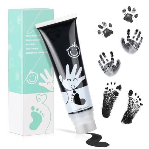 TOGOU2S Fußabdruck Baby 75ml Handabdruck baby Pfotenabdruck set Hund Fingerfarben Kinder Ungiftig Waschbares für Fussabdruck Fingerabdruck Stempel Ungiftig Säurefreie Tinte für Hause Schule