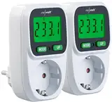 revolt Stromzähler Messgerät: 2er-Set Digitaler Energiekostenmesser, LCD-Display, bis 3.680 W (Digitale Stromzähler für Steckdose, Stromverbrauch-Zähler, Energiekostenrechner)