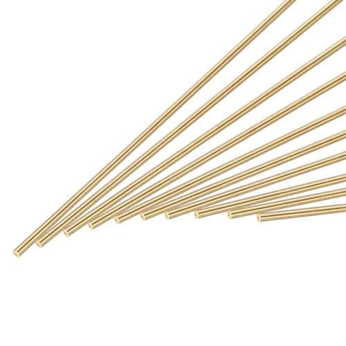 QUARKZMAN 1mm x 300mm Messing Rundstab, Metall Massivwelle Stangen Drehbank Barren Lager für DIY Basteln Modellauto Hubschrauber Flugzeug 10 Stück