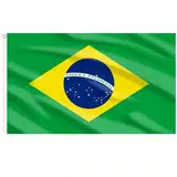 AhfuLife Brasilien Flagge 90 x 150 cm, 1 Stück Brasilianische Fahne Leuchtenden Farben mit Messing-Ösen, Brasilien Deko Flagge Flag für Fußball WM Nationaltag 2025 Party Bar Drinnen und Draußen Deko