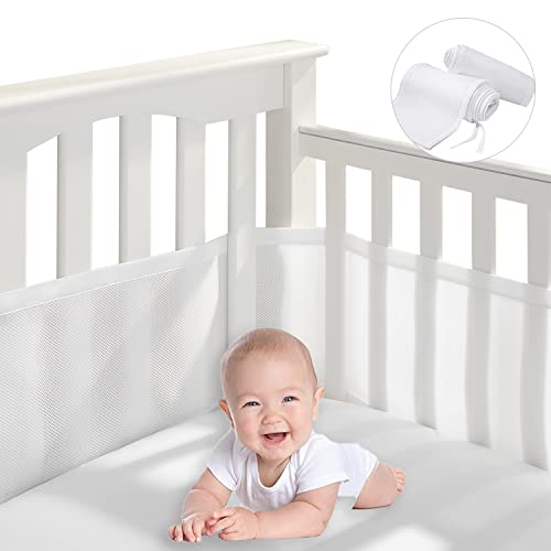 Babybett Leitplanke,Bettumrandung Nestchen,Atmungsaktiv Kinderbett Stoßstange,Bettumrandung Babybett,Atmungsaktive Bettumrandung,Rausfallschutz für Babybett,Kantenschutz Baby Babybett,Mesh Babybett