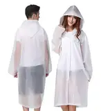 GUKOY 2 Stück Regenponcho Regenmantel Herren Damen Wasserdicht, Eva Regenbekleidung Regencape Regenjacke Regen Zubehör für Wandern Radfahren Camping und Reisen (Weiß+Weiß)