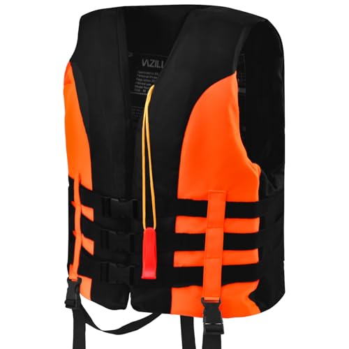 Swimming Vest Kinder Schwimmweste, ideale Schwimmhilfe für Jungen, Schwimmen Jacke mit Einstellbare Sicherheits Straps (Orange, 5-12 years)