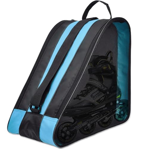 GAOUTO Rollschuh Tasche, Schlittschuhtasche aus Oxford-Stoff, Ice Skate Bag mit Verstellbar Trageriemen, Tragbare Skischuhtasche, Atmungsaktive Eislauftasche Geeignet für Damen, Herren, Kinder, Blau