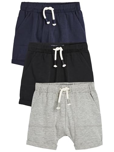 NEXT Leichte Jersey-Shorts, 3er-Pack Marineblau/Grau/Schwarz 12-18 Monate