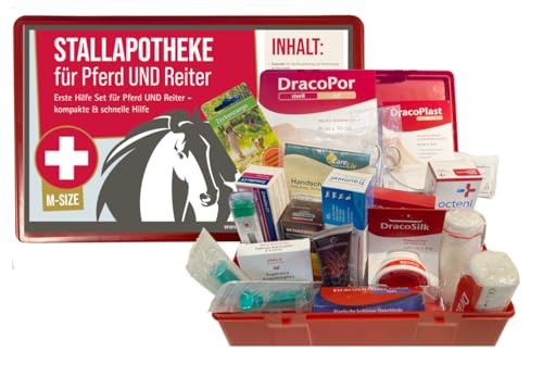 Stallapotheke für Pferd und Reiter - Stall Apotheke von Apotheken-Express 18 teiliges Set -erste Hilfe für Pferd und Reiter