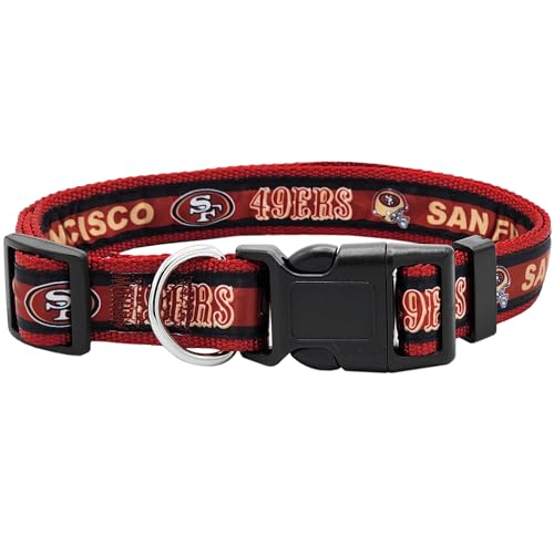 Pets First NFL San Francisco 49ers Hundehalsband, Lizenziertes Haustier-Halsband, mittelgroß, strapazierfähig, robust und langlebig, erhältlich in 31 Fußballmannschaften und 4 Größen