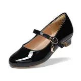 DREAM PAIRS Ballerinas Mädchen Mary Jane Flache Schuhe Ballerinas Prinzessin Schuhe Kommunionschuhe Schulschuhe,Size 34,Schwarz,KFL219-E