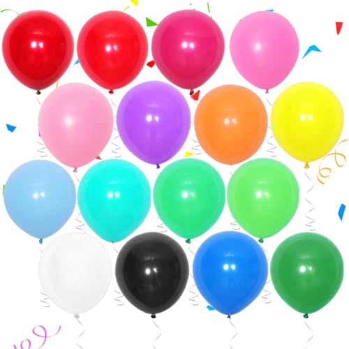 Mehrfarbige Luftballons Bunt Helium 30cm, 100 Stück Partyballon Luftballons für Ballongirlande Geburtstagsdeko, Hochzeitsdeko, Babypartydekoration