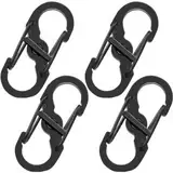 4 Stück S Outdoor Camping Haken Edelstahl S karabiner klein Schraubkarabiner Klein Schloss Schlüsselbund Frühling Schlüsselkette,Mini Rucksack S-Form Metall Schnalle,Anti-Diebstahl Doppelkarabiner