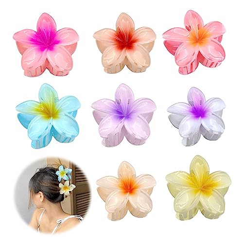 Feliciay Blumen Haarklammer, Niedliche Acryl Haarklammern für Frauen Haar, Hawaii Rutschfeste Haar Jaw Clips Haarstyling Zubehör, Rutschfeste Haarspange zum Fixieren von Haaren (8 Stück 8cm)