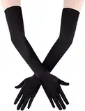 PIQIUQIU Handschuhe Lang Schwarz Satinhandschuhe Abendhandschuhe Opernhandschuhe 21" Ellenbogenhandschuhe